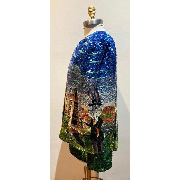RARE Vintage Jeanette Kastenberg Beaded Sequin Bugs Bunny Jacket c1990s - Picture 11 of 16